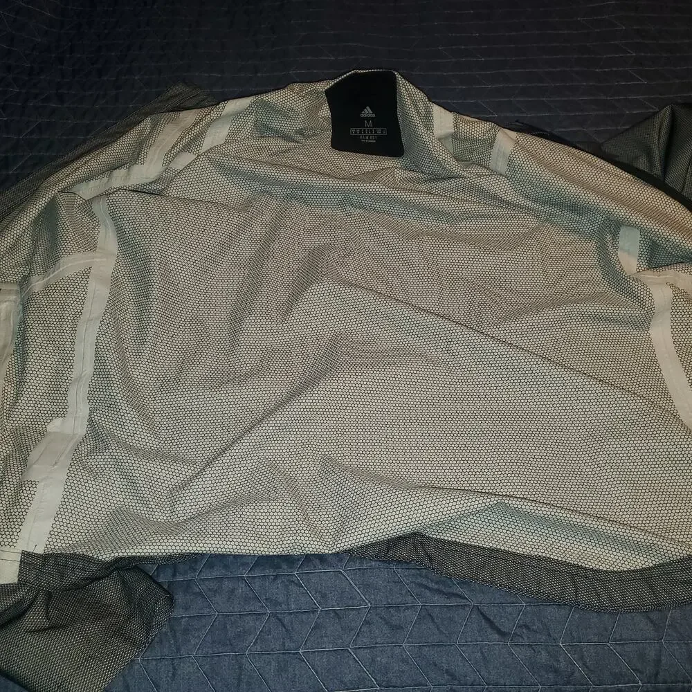 adidas RAIN.RDY Mens Golf Rain Jacket Size M Gray Black White Waterproof NO HOOD